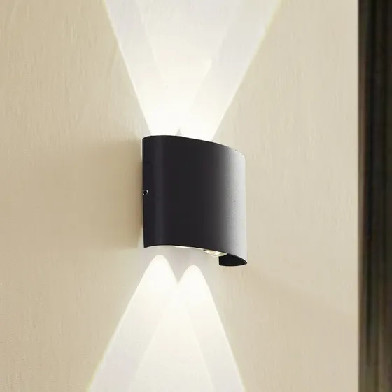 Lindby Ithan LED-Außenwandleuchte, 2-flg., Anthrazit, 12cm