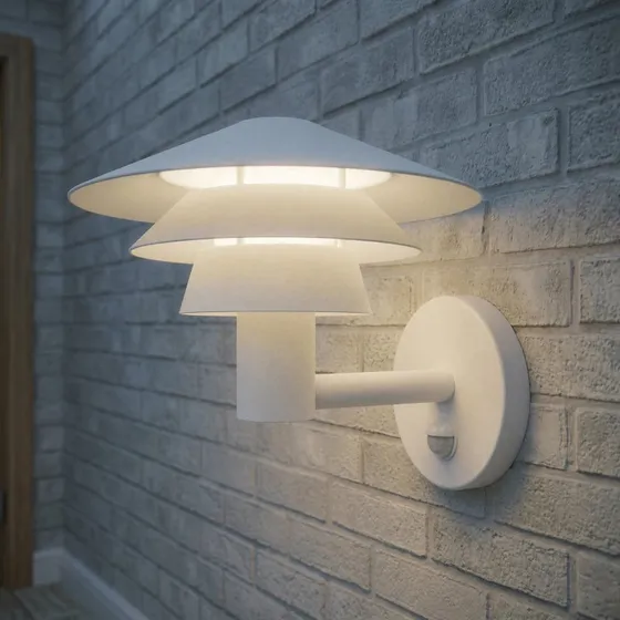 Lucande LED-Außenwandleuchte Montaro, weiß, IP54, mit Sensor