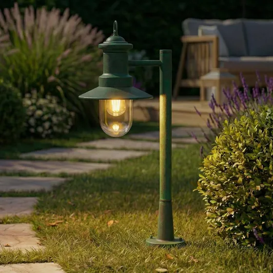 Lindby Wegeleuchte Eloretta, 60 cm, Stahl, grün, E27, IP44
