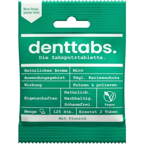 DENTTABS Zahnputztabletten Stevia-Mint, 125 Stück