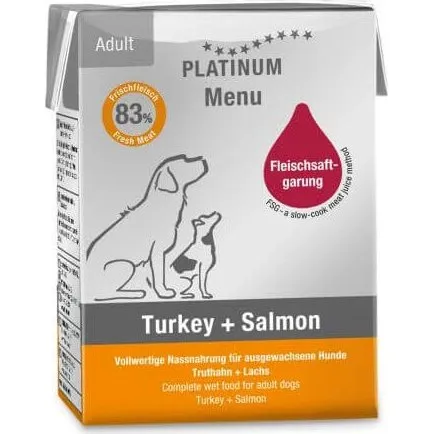 Platinum Nassfutter Lachs & Pute für Hunde, 185 g