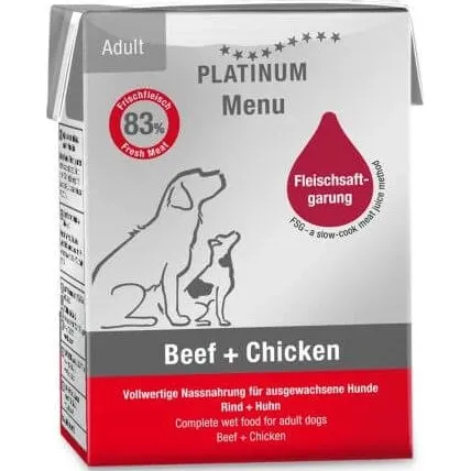Platinum Nassfutter Huhn & Rind für ausgewachsene Hunde, 185g