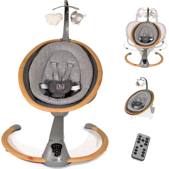 babyGO Babyschaukel Homey Wood - 360° drehbar & mit Sound