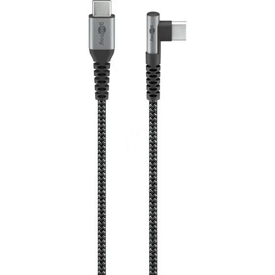 Goobay 64659 USB-C auf USB-C 1 m 90 gewinkelt spacegrau/silber