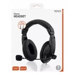 Deltaco Headset mit Lautstärkeregler, 2x 3,5 mm, schwarz