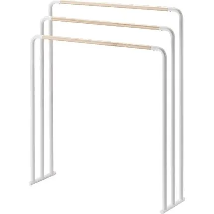 Yamazaki Plain White Handtuchhalter aus Stahl & Esche