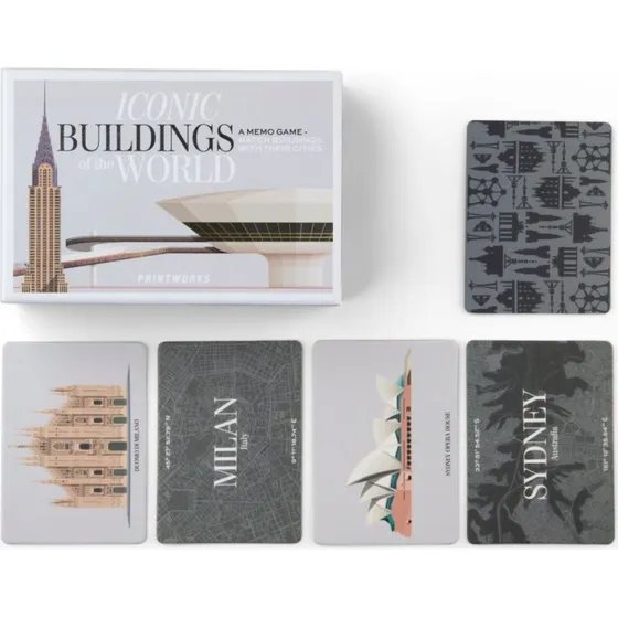 Printworks Iconic Buildings Memory-Spiel, 50 Karten