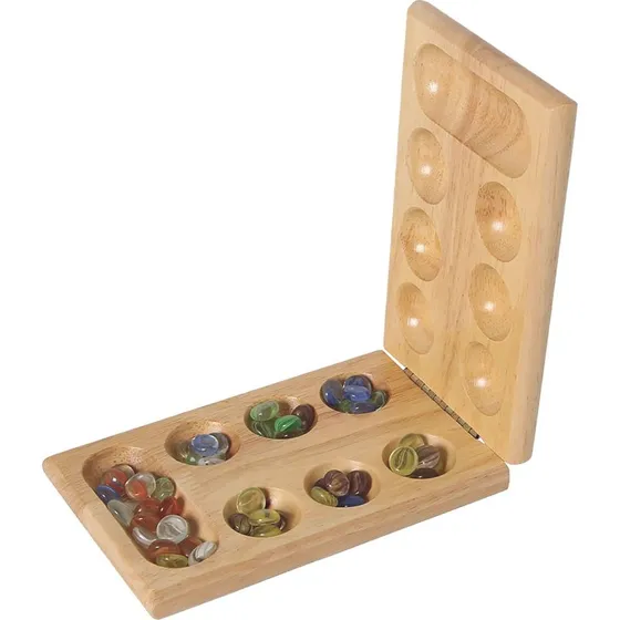 Kalaha faltbar mit Glasnuggets – Strategiespiel für 2 Spieler