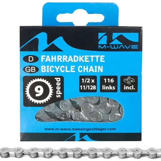 M-Wave Kette 9-Gang 116 Glieder grau