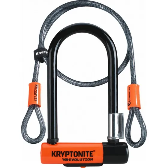 Kryptonite Evo Mini 7 U-Lock mit Kryptoflex Kabel 4ft Orange/Schwarz