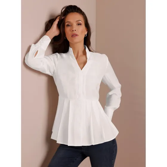 CREATION L PREMIUM Seiden-Viskose-Bluse ecru