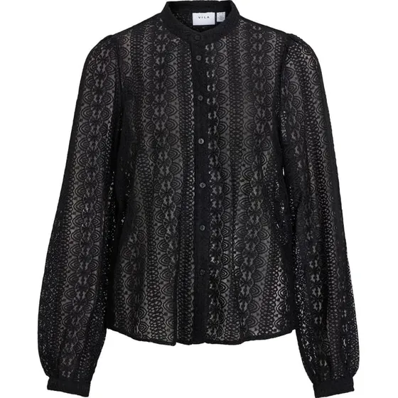 Vila VICHIKKA Spitzenhemd schwarz