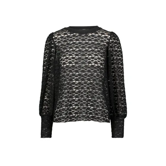 zero Spitzenbluse Rundhals schwarz figurbetont