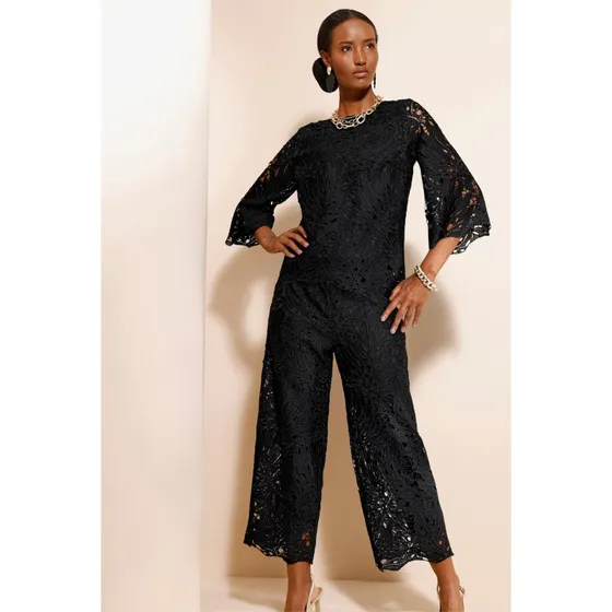 creation L Spitzenbluse mit Blattmuster