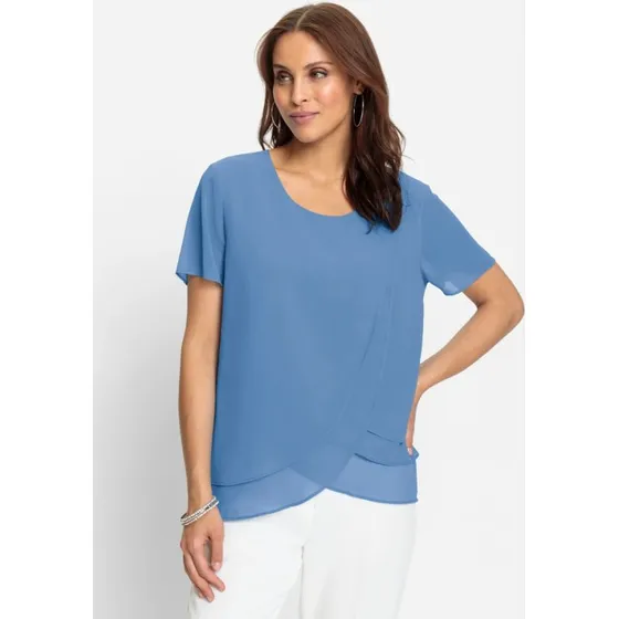 Georgette-Bluse in Himmelblau