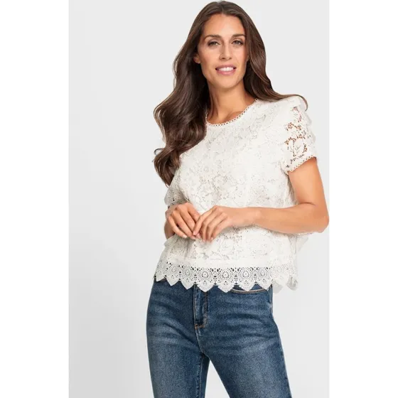 LUCY Baumwollbluse aus unterlegter Spitze