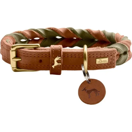 Hunter Halsband Solid Education Duo Cognac/Oliv 60 cm