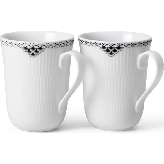Royal Copenhagen Black Lace Tasse 33 cl, 2er Set