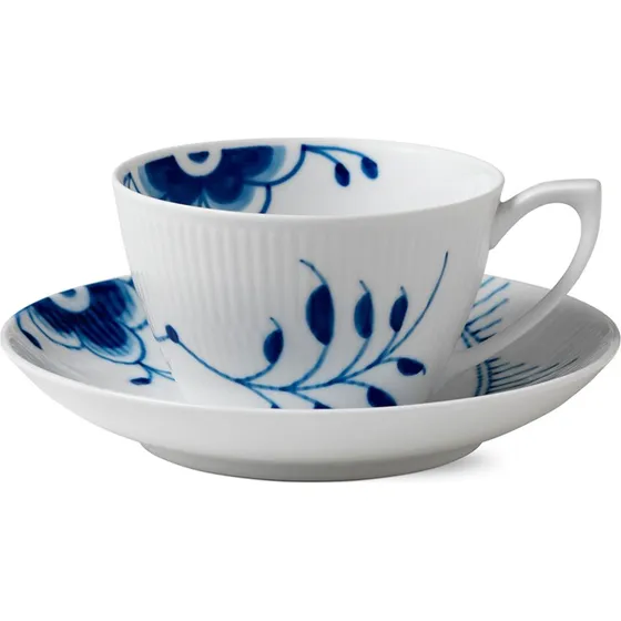 Royal Copenhagen Blue Fluted Mega Teetasse 0,28 l mit Untertasse
