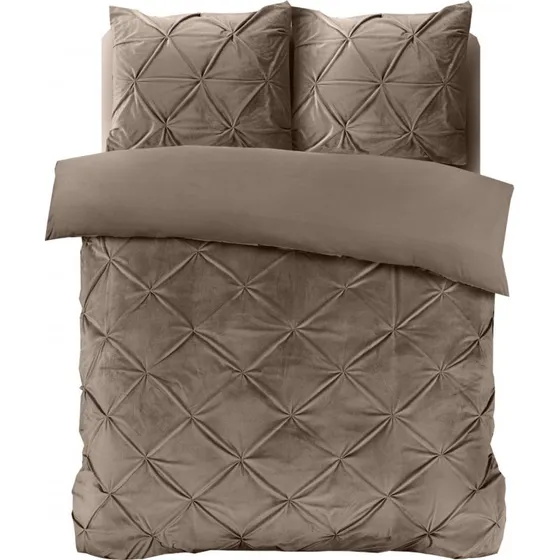 Sleeptime Velvet Pintuck Bettwäsche-Set Taupe