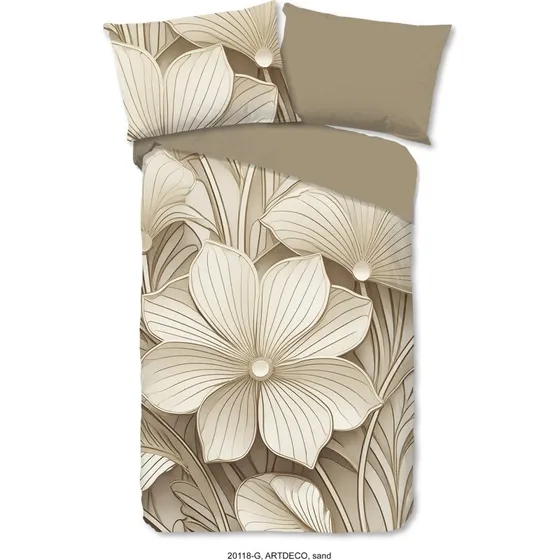 Good Morning Artdeco Wendebettwäsche 100% Baumwolle Beige/Hellbraun