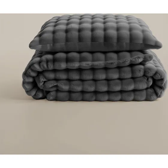 Sleeptime Velvet Band Bettwäsche-Set Pom Pom Anthrazit