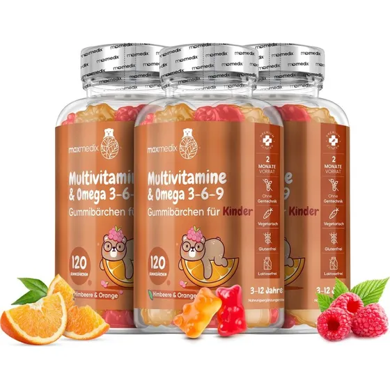 maxmedix Omega 3,6,9 + Multivitamin Gummibrchen fr Kinder 120 Stck