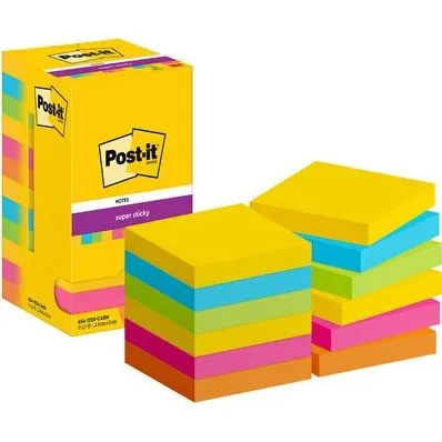 Post-it® Super Sticky Notes Carnival, 76x76 mm, 12 Blöcke