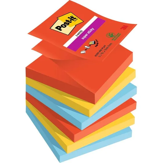 Post-it Z-Notes Playful 76x76 mm, 6x90 Blatt, super sticky