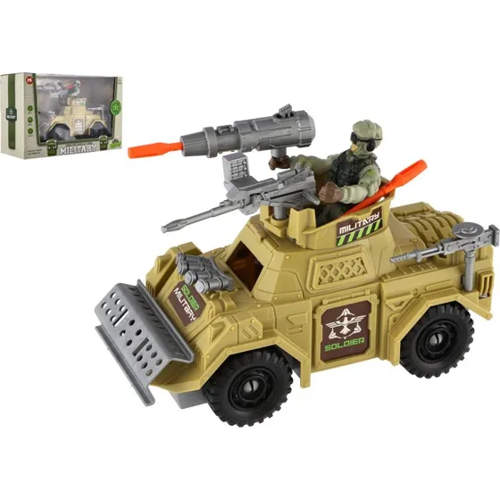 Teddies gepanzertes Militärset mit Soldat und Freilauf-Auto