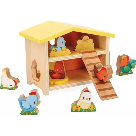 Janod Mein erster Hühnerstall mit 9 Holzfiguren