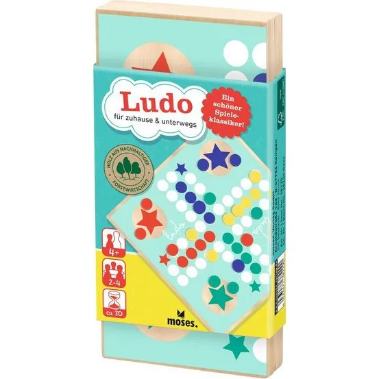 MOSES Reise-Ludo Holzspiel mit Magnetverschluss