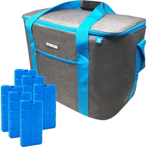 CoolTec 36L Kühltasche mit 6er-Kühlakku-Set, dunkelgrau