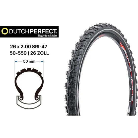 Dutch Perfect 26 Zoll No Flat Fahrradreifen 2.00 Schwarz
