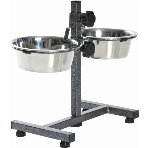 Trixie Hundebar 2×4,5 l mit Edelstahlnäpfen, höhenverstellbar