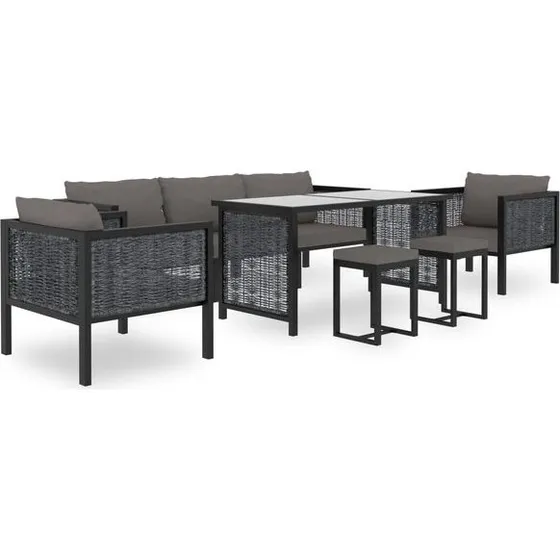 vidaXL 8-tlg. Garten-Lounge-Set Poly Rattan Anthrazit 49406
