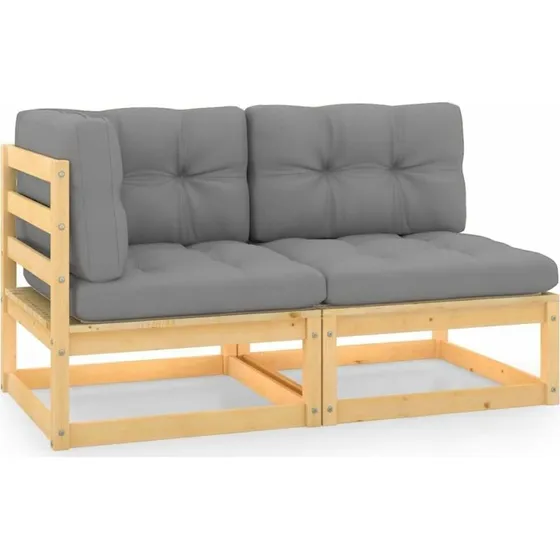 vidaXL Everleigh Gartenlounge-Set Kiefernholz, Grau