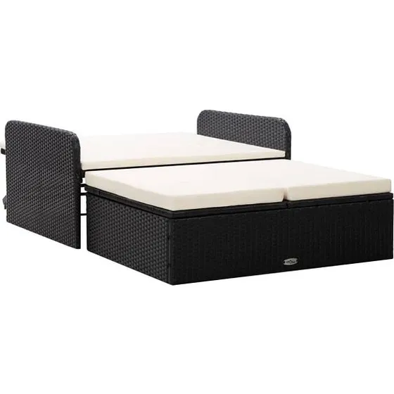 vidaXL 2-tlg. Garten-Lounge-Set PE-Rattan Schwarz