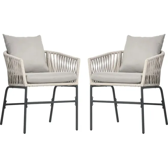 Outsunny Gartenstühle 2er-Set Boho-Stil Beige