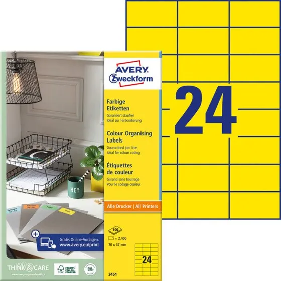 Avery Zweckform Universaletikett 70 x 37 mm, 2400 Stück