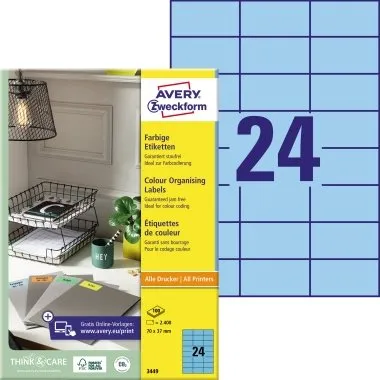 Avery Zweckform 3449 70x37mm Blau 2400 St.