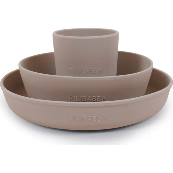 Filibabba Silikon-Geschirrset warm grey