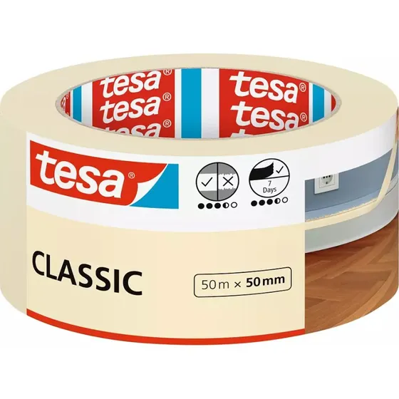 tesa Malerband CLASSIC, 50mm x 50m, beige