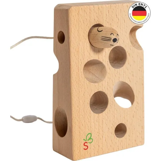 Käselino Fädelspiel aus Natur-Buchenholz