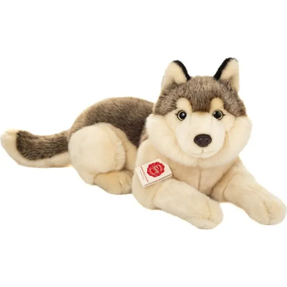 Hermann Teddy Wolf liegend 40 cm, grau-weiß