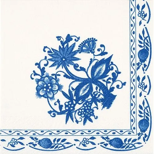Zwiebelmuster Servietten 33x33cm 3-lagig weiß/blau 20 Stück