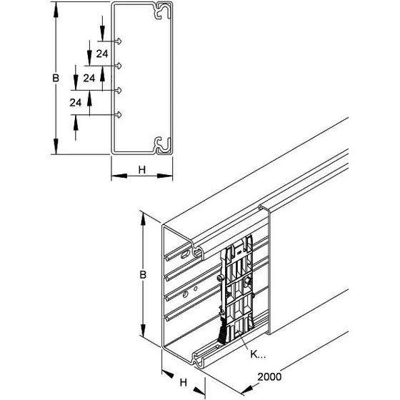 Kleinhuis HKL60190.3 Kabelkanal 60x190 mm reinweiß