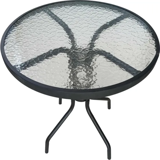 Ibiza Runder Gartentisch Ø60x70 cm schwarz Metall/Glas
