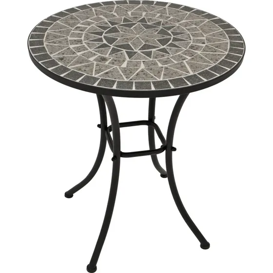 Stremmel SIENA Bistrotisch 60 cm rund, Eisen schwarz/Mosaik grau
