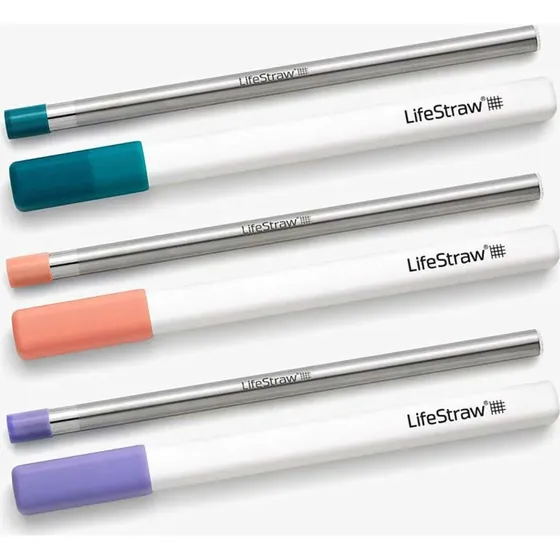 LifeStraw Sip 3-Pack (Blau) Edelstahl-Wasserfilter-Strohhalm